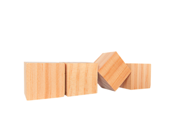 Four wooden cube blocks are placed isolated on white background. business concept.PNG