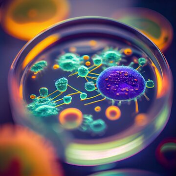 Viruses and bacteria, Microscope images of various viruses and bacteria.