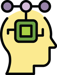Mind processor icon outline vector. Circuit technology. Digital chip color flat