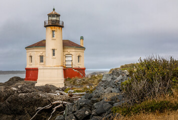 Fototapeta na wymiar The historic Coquille River Lighthouse, Bandon Oregon USA