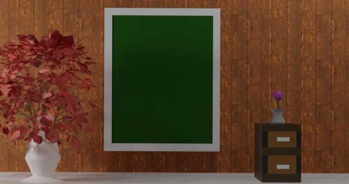 Natural Interior with Green Frame Animation