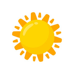 yellow sun icon Simple cartoon style design. The rays of the sun in summer