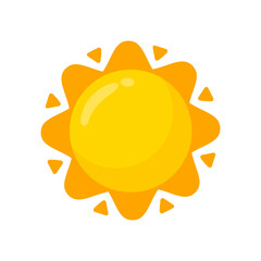 yellow sun icon Simple cartoon style design. The rays of the sun in summer