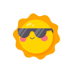 smiling sun cartoon wearing sunglasses summer travel concept protection from sun rays