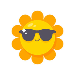 smiling sun cartoon wearing sunglasses summer travel concept protection from sun rays