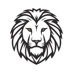 Simple geometric style lion face head logo symbol line art vector template