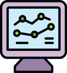 Digital online diagram icon outline vector. Web business. Internet strategy color flat