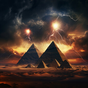 Mystische Pyramiden in Sturm