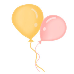 Yellow and pink balloons
