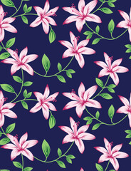 seamless vector flower and cheeks design pattern on background