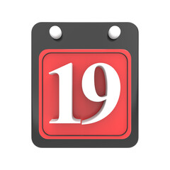 Calendar Day 19 Icon 3D Render