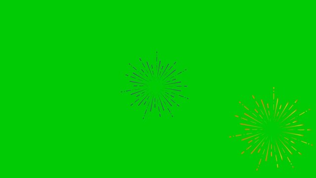 fireworks show. New Year's Eve fireworks. fireworks animation with a green background, suitable for your animated content.