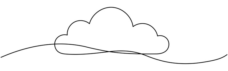 Cloud continuous one line drawn. Sky linear symbol. Vector illustration isolated on white.