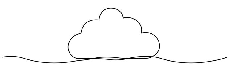 Cloud continuous one line drawn. Sky linear symbol. Vector illustration isolated on white.