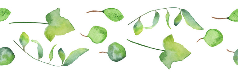 Greenery  floral design card.Forest branches green herbs greenery yellow leaf frame. wedding invitation poster invitation isolated on white background.