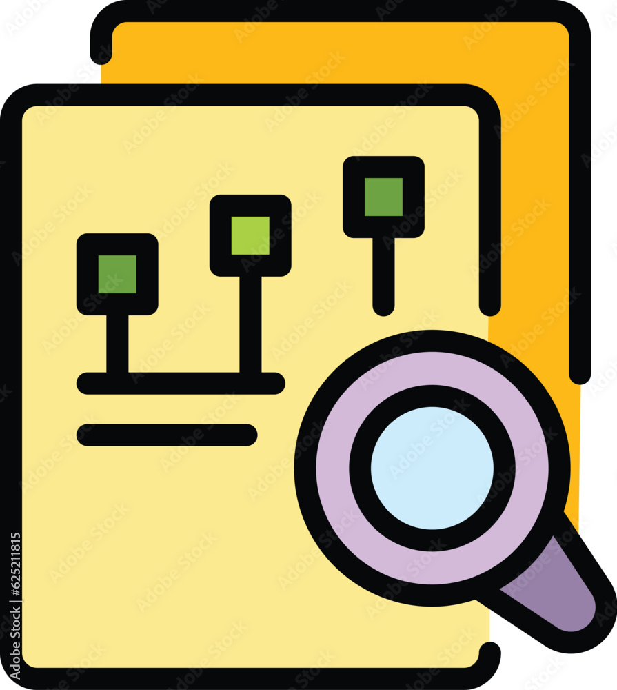 Aufkleber data document icon outline vector. file record. form mark color flat
