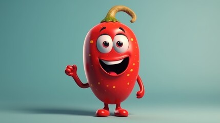 chili pepper. Cute vegetable character. Created with Generative AI.	
