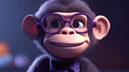 Cool monkey with glasses. Created with Generative AI.