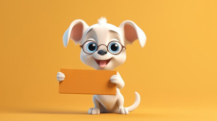 	
Cute Cartoon dog Holding a Blank Sign. Created with Generative AI.	
