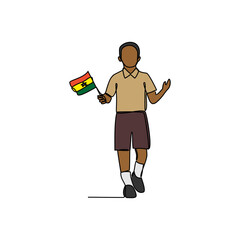 One continuous line drawing of school uniform in Ghana with white background. Fashion education design in simple linear style. education design concept vector illustration.