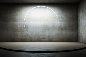 Concrete wall with circular glow highlighting text area