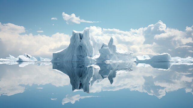 Floating icebergs, serene and majestic, drifting on icy waters. Generative AI