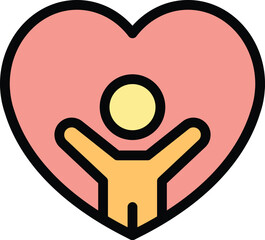 Obraz premium Child big love icon outline vector. People family. Happy baby color flat