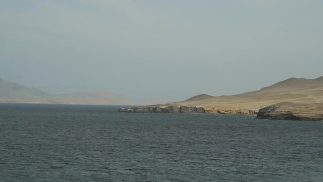 waves crushing ashore in the Paracas national park