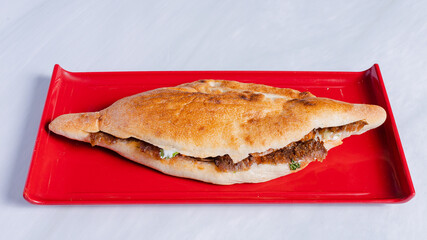 Beef doner kebab isolated close up