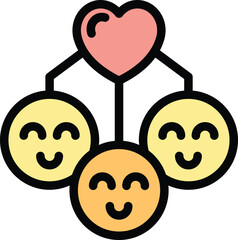 Lovely family icon outline vector. Happy fun. Smile family color flat