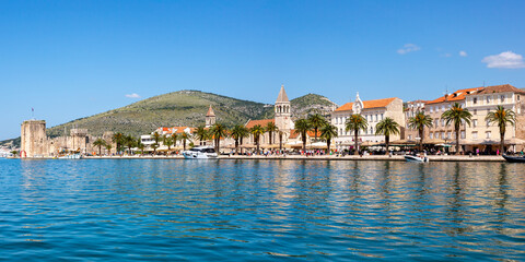 View of the old town of Trogir at the Mediterranean Sea vacation panorama in Croatia