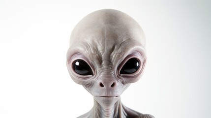 Naklejka premium Realistic Alien on White Limbo Background generative AI.