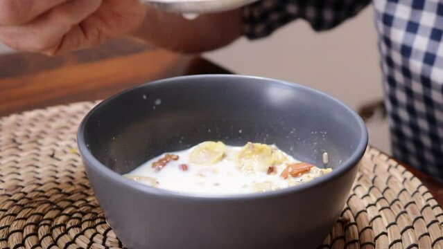 Man Male Eating Cereal Bowl