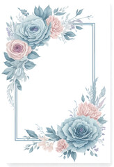 Watercolor Flower and bloom frame border on transparent background,generative ai