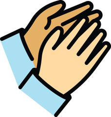 Handclap support icon outline vector. Hand clap encourage. Public applause color flat