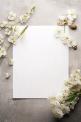 Delicate Paper Mockup: Leaf in the Bottom Right Corner, Light Stone Background, Perfect for Gentle Projects with Soft Floral Elements