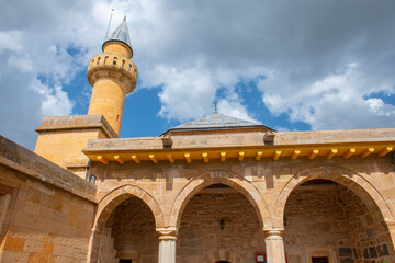 Fototapeta na wymiar Tekke Camii Mosque in Haji Bektash Veli Complex. The building is an Alevi Islamic Cultural Monument at the town center of Hacibektas, Nevsehir Province, Turkey. 