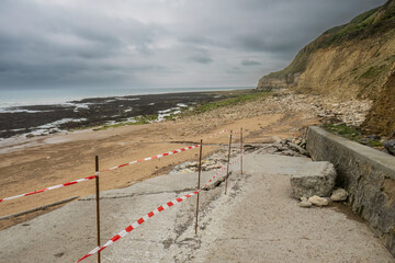 Sea cliff erosion near to the Port au Bressin in Normandy