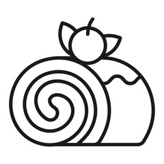 Swiss rolls with chocolate cream filling, modern icon of sponge cake