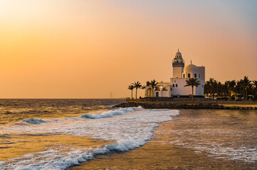 Island Mosque Jeddah during sunset