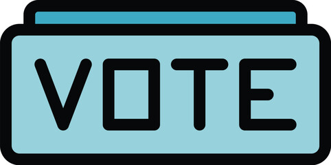 Voting campaign icon outline vector. Ballot vote. Election poll color flat