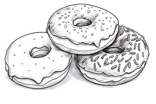 recommend clip art: Doodle donuts with cream and chocolate