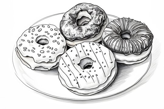 recommend clip art: Doodle donuts with cream and chocolate