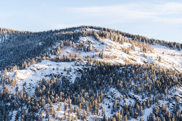 Snowy peak in the morning sunlight