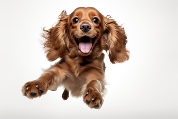 Cute Cocker Spaniel Sitting on White, A Playfully Surreal Photography of Emotive Faces, Generative AI