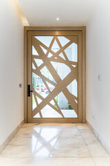 Abstract architectural door design with glass