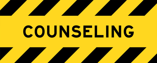 Obraz premium Yellow and black color with line striped label banner with word counseling