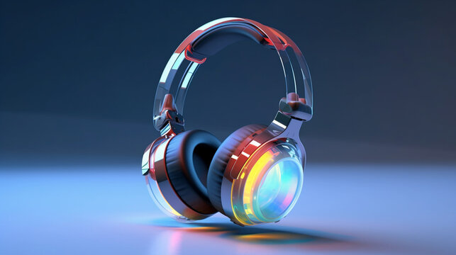 headphones on blue background HD 8K wallpaper Stock Photographic Image
