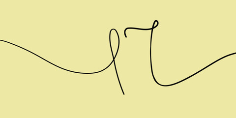 Number 17 line art drawing on yellow background. 17th birthday. Vector illustration