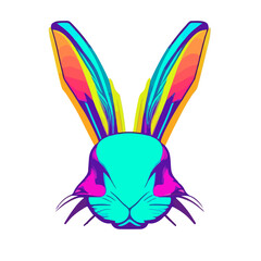 Naklejka premium Abstract Isolated Bunny Illustration - A Colorful and Festive Artwork Celebrating Easter and Spring